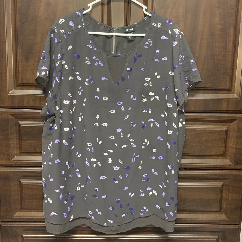 Gray with Purple/White Flowers, Size 3 from Torrid